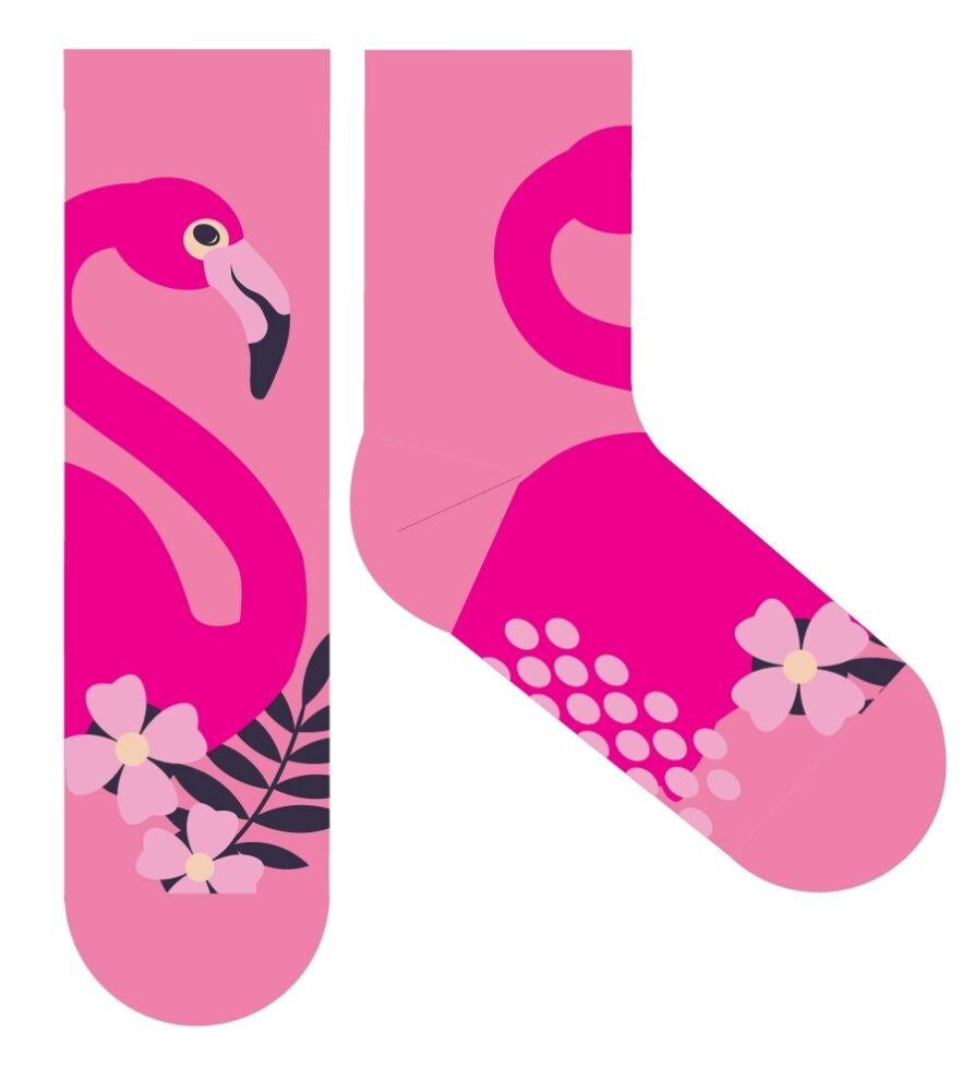 Flamingó csúszásgátlós teliplüss normál zokni gyerekeknek-0