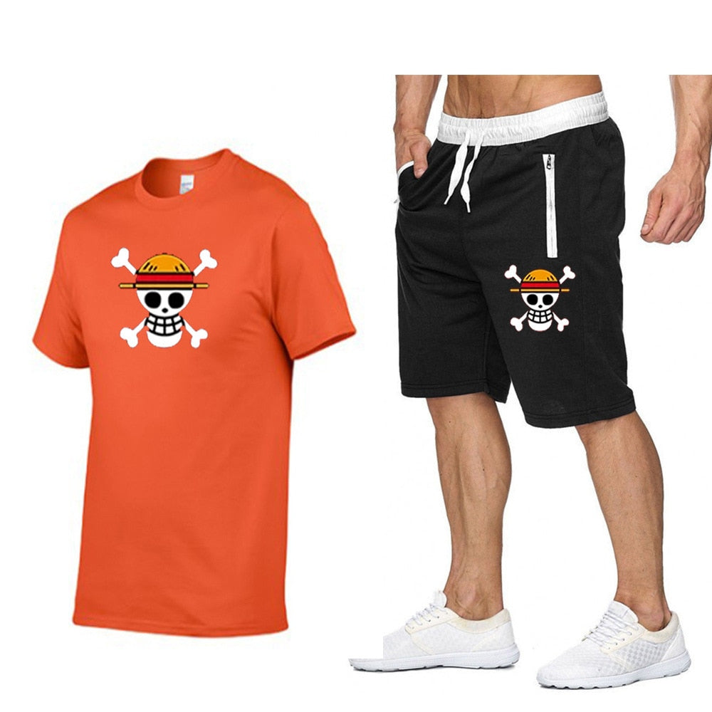 One Piece Mugiwara Symbol Short Sleeves+Pants Clothes-6