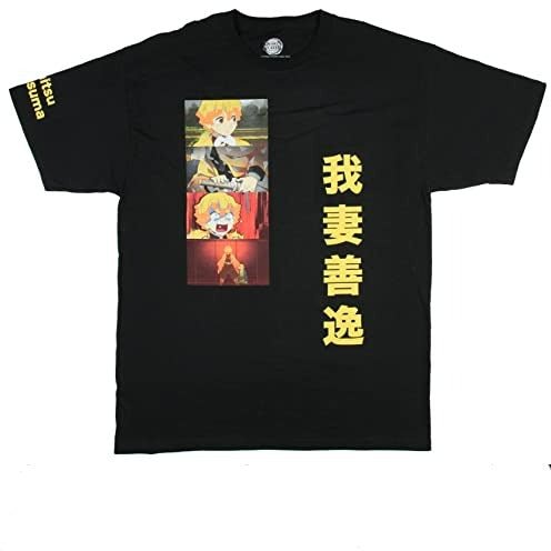 Demon Slayer Zenitsu Agatsuma Panels Kanji T-Shirt-0