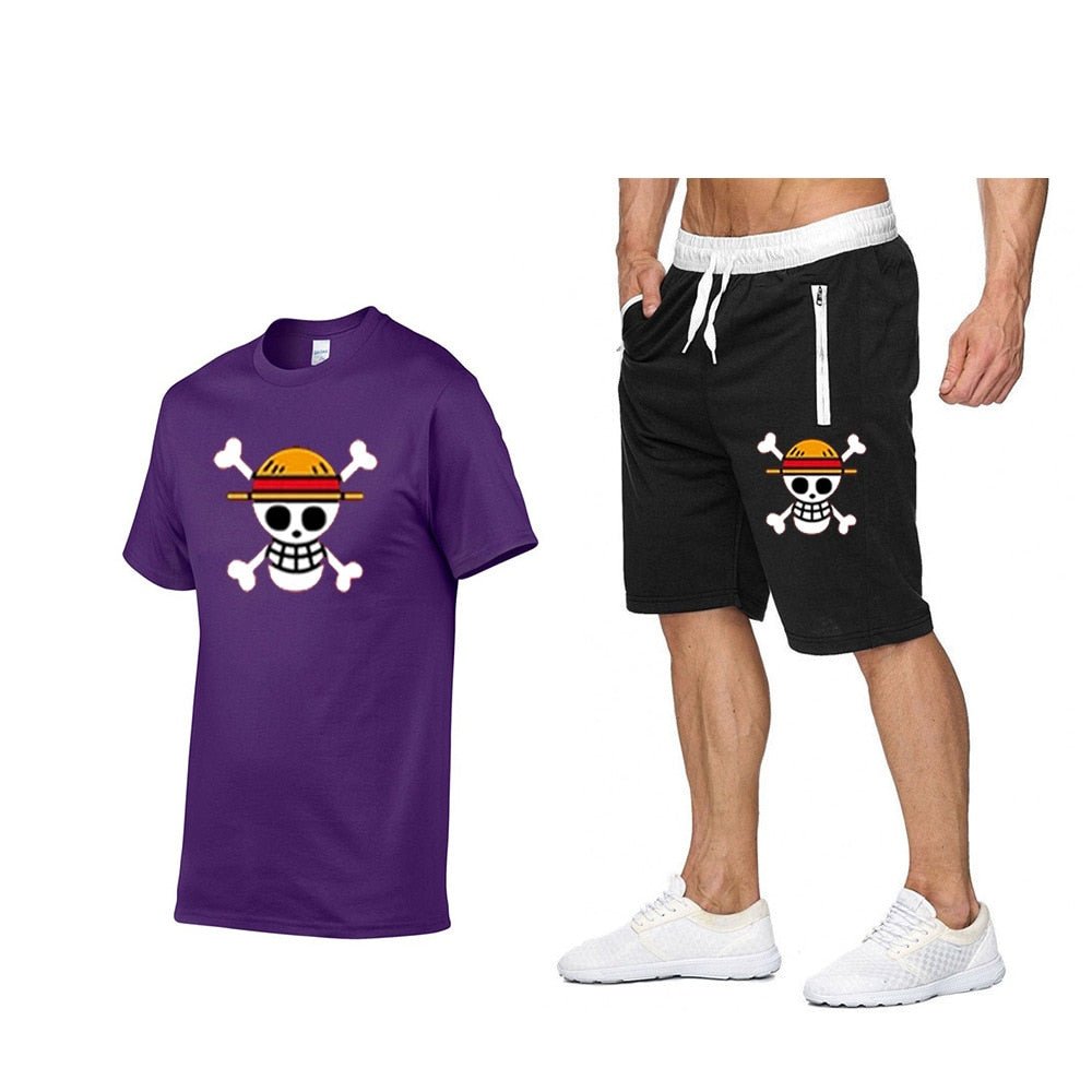 One Piece Mugiwara Symbol Short Sleeves+Pants Clothes-3