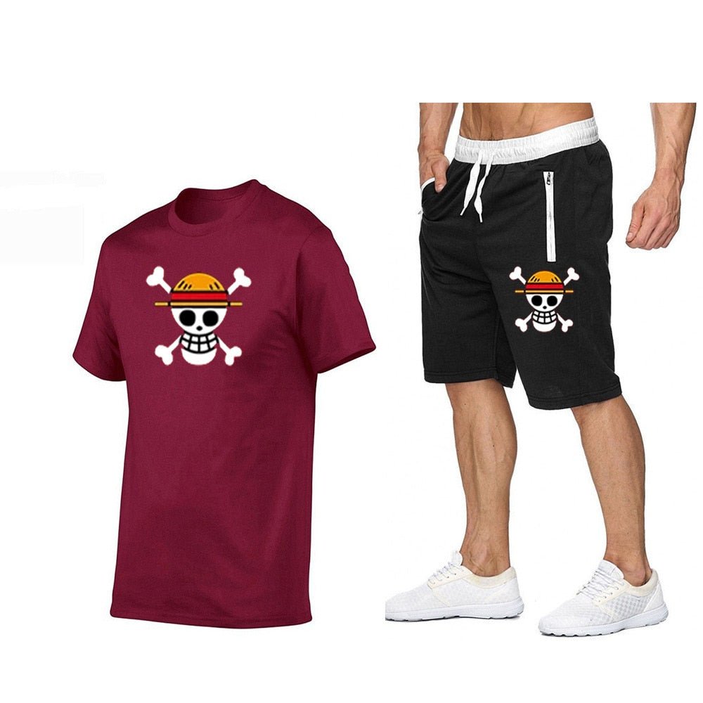 One Piece Mugiwara Symbol Short Sleeves+Pants Clothes-9