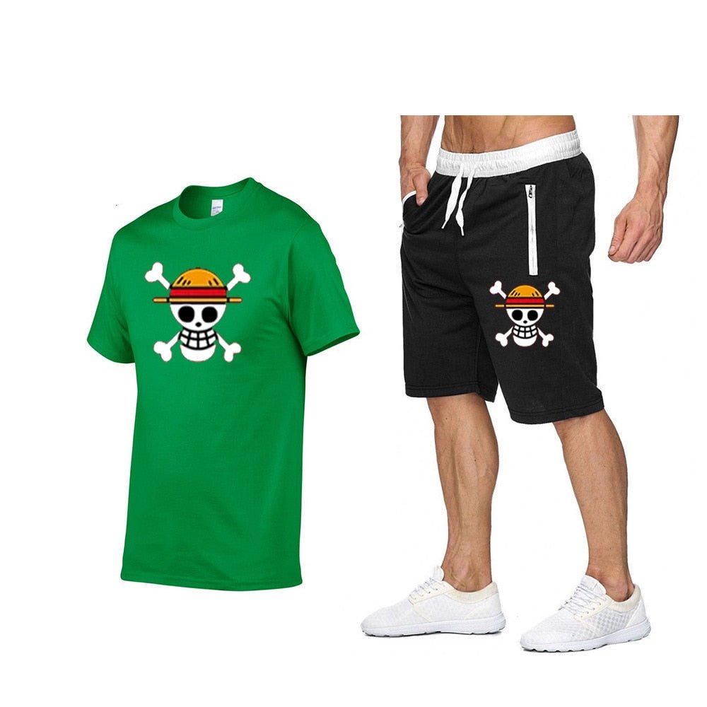 One Piece Mugiwara Symbol Short Sleeves+Pants Clothes-4