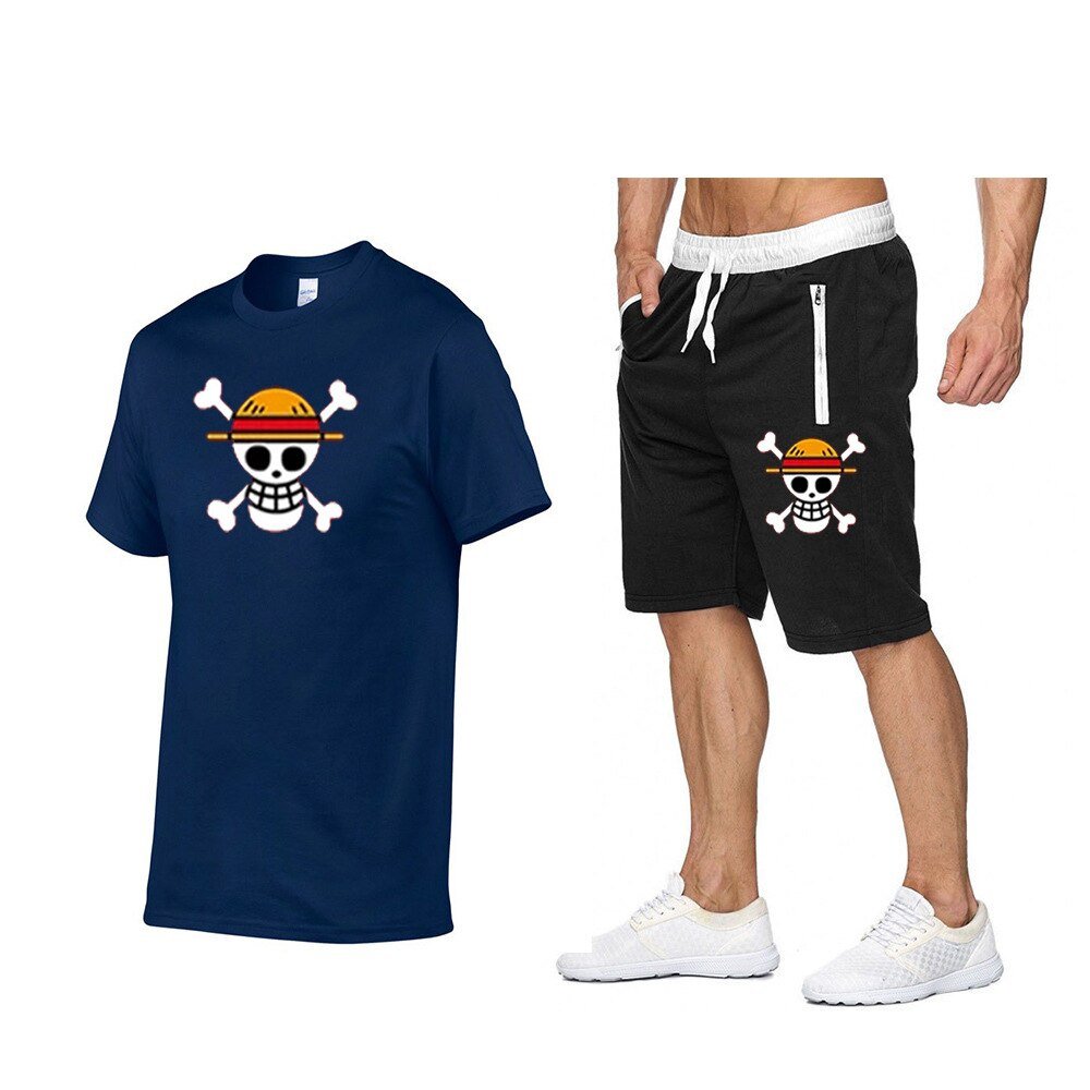 One Piece Mugiwara Symbol Short Sleeves+Pants Clothes-2