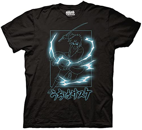 Naruto Short Sleeve T-Shirt Sasuke Uchiha Lightning-0